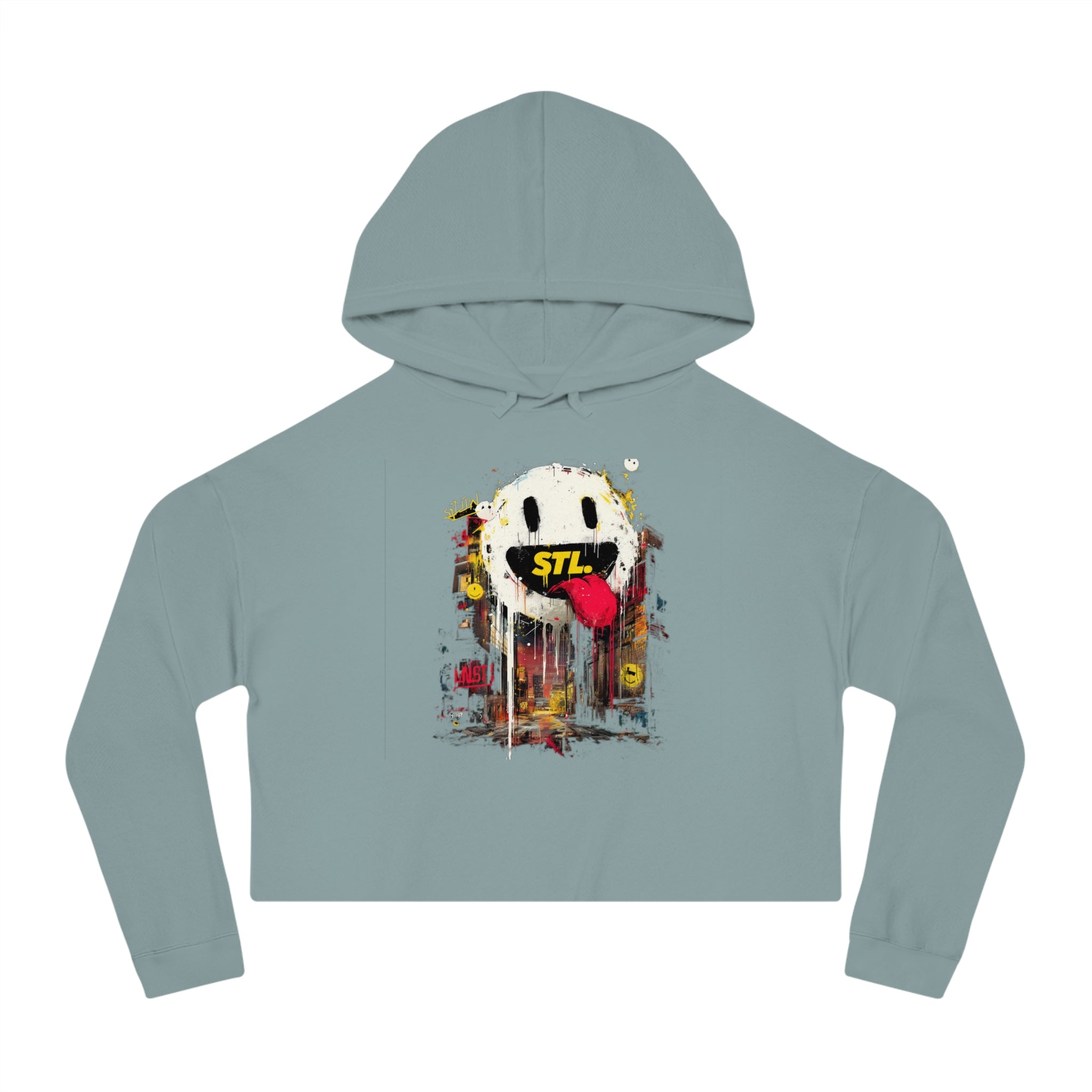 South City Degenerates Cropped Hoodie — St. Louis Neighborhood Pride | White Smile