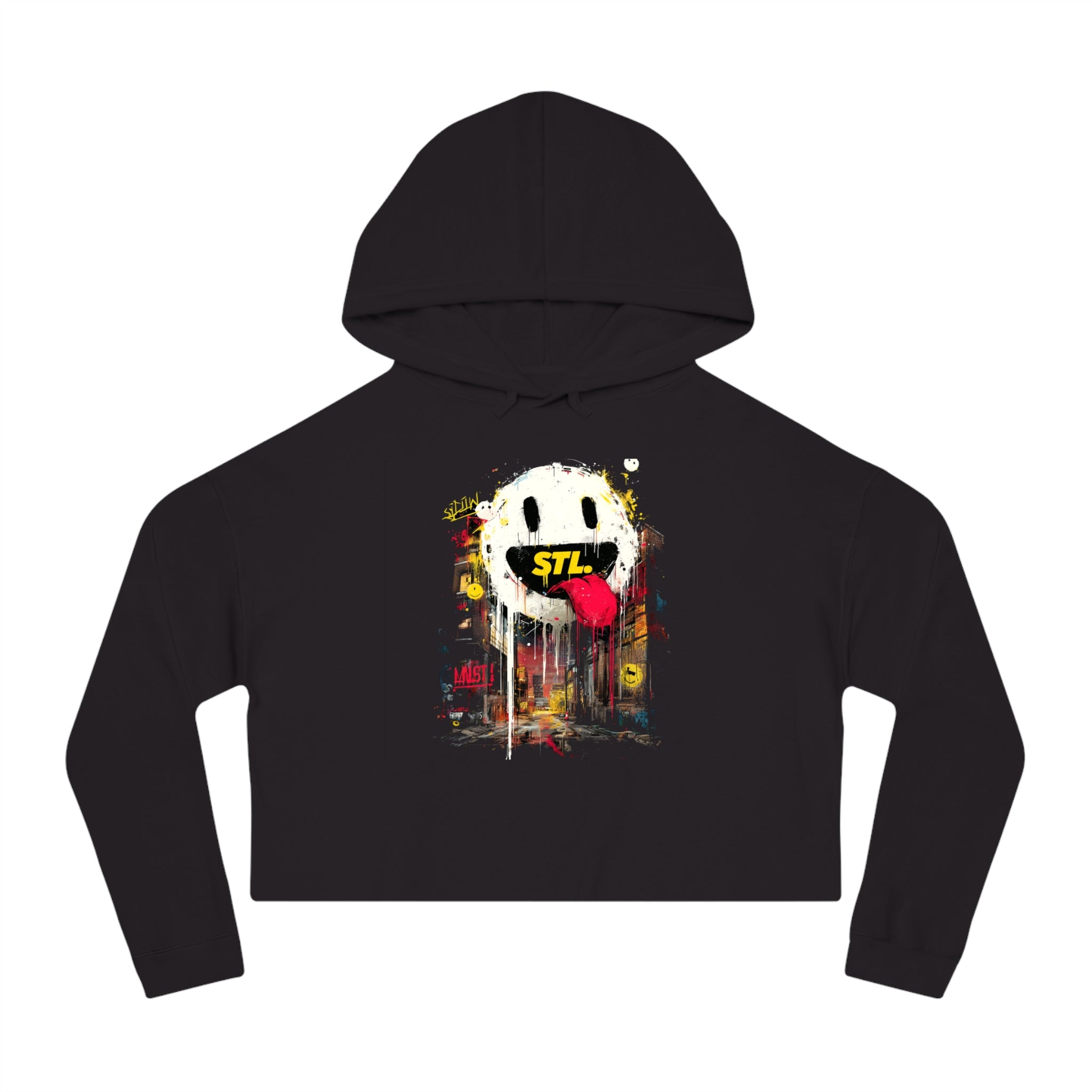 South City Degenerates Cropped Hoodie — St. Louis Neighborhood Pride | White Smile