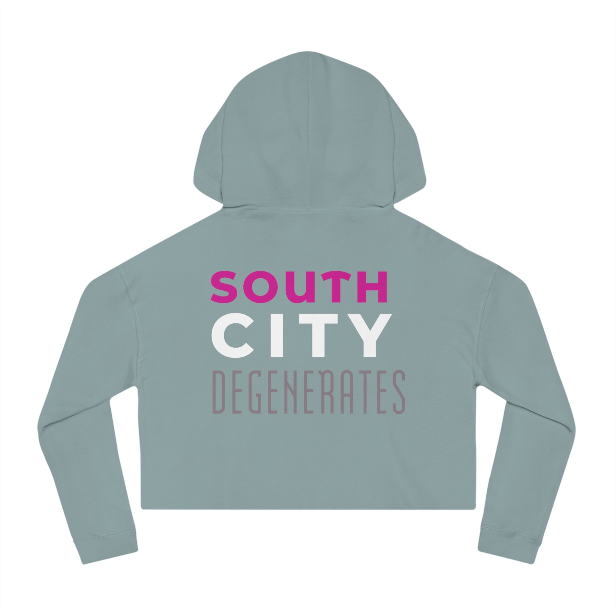 South City Degenerates Cropped Hoodie — St. Louis Neighborhood Pride | White Smile