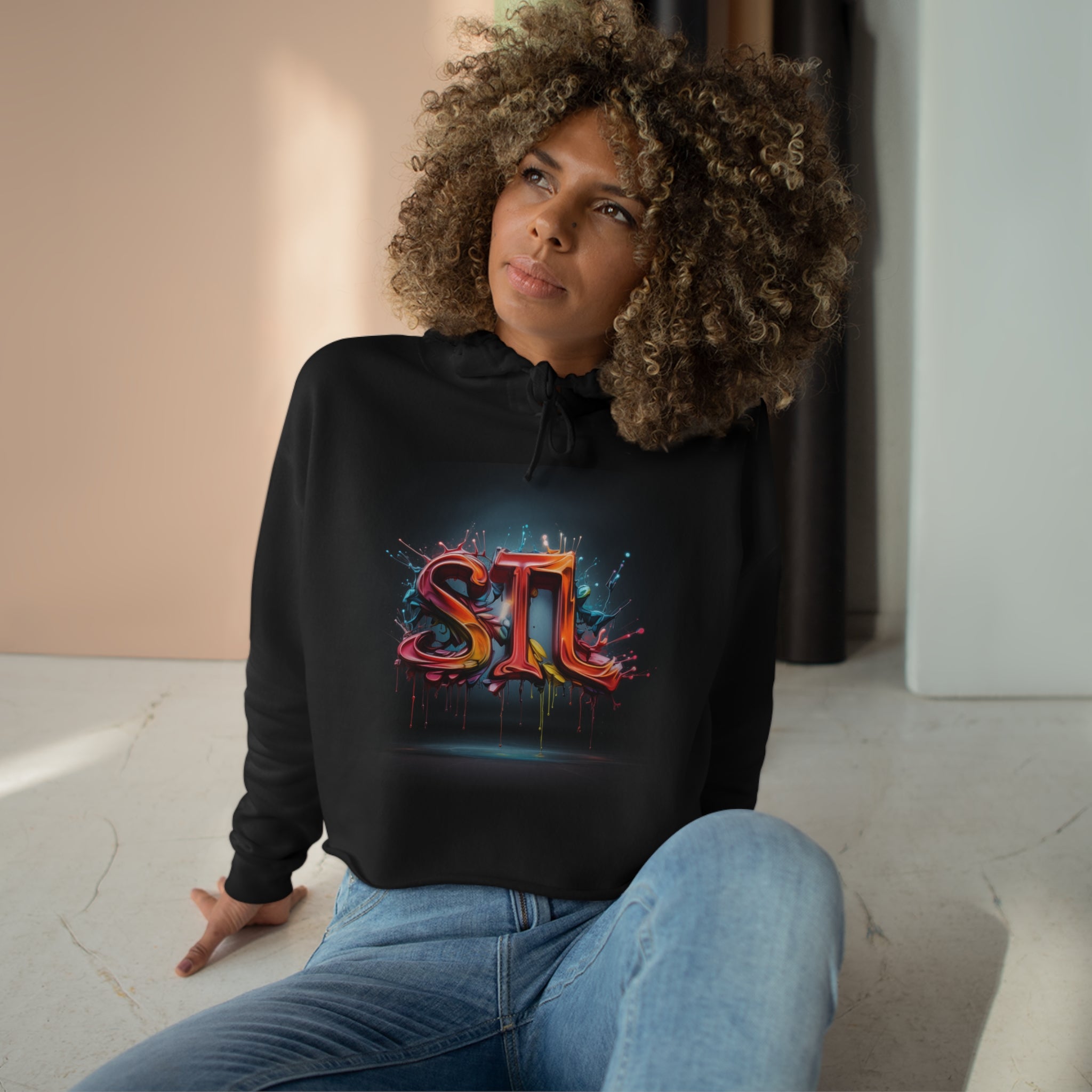 LUSH LEMUR | STL Crop Hoodie | Black
